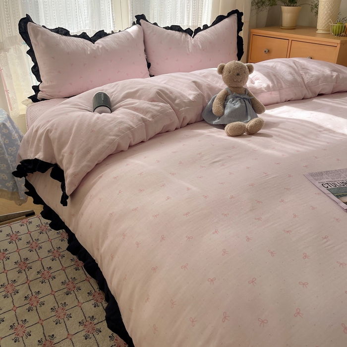 91家纺网 家纺一手货源 找家纺 （总）繁花家居 2025新款韩式水洗棉床盖四件套直播爆款