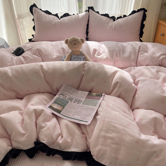 91家纺网 家纺一手货源 找家纺 （总）繁花家居 2025新款韩式水洗棉床盖四件套直播爆款