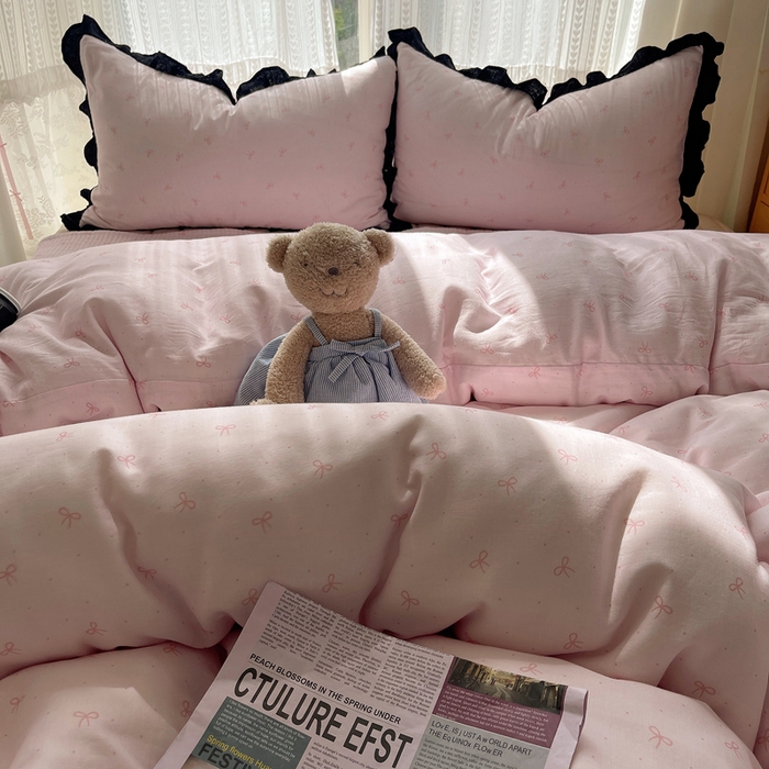 91家纺网 家纺一手货源 找家纺 （总）繁花家居 2025新款韩式水洗棉床盖四件套直播爆款