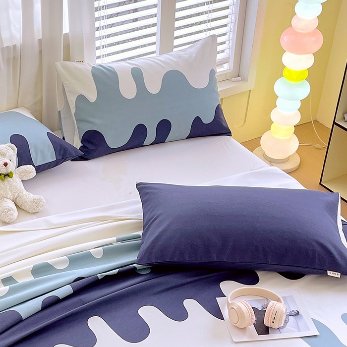 91家纺网 家纺一手货源 找家纺 金鑫汇家纺 2025年新款百分百全棉老粗布全棉加厚加密高克重单品枕套（花型更好卖，面料更厚实，自带凉感） 老粗布奶油蓝