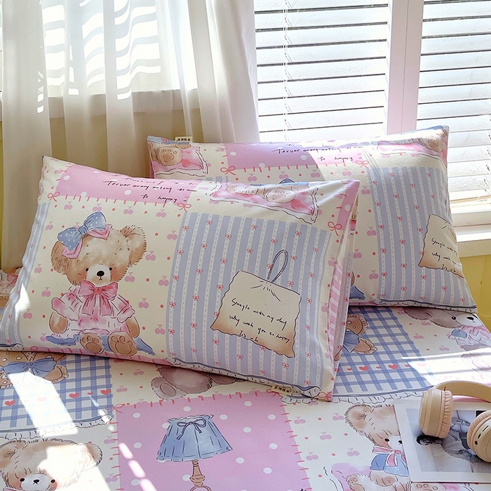 金鑫汇家纺 2025年新款百分百全棉老粗布全棉加厚加密高克重单品枕套（花型更好卖，面料更厚实，自带凉感） 老粗布熊熊精灵