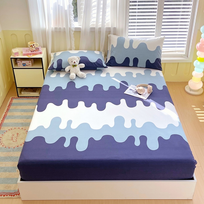 91家纺网 家纺一手货源 找家纺 金鑫汇家纺 2025新款百分百全棉老粗布全棉加厚加密高克重单品床笠（花型更好卖，面料更厚实，自带凉感） 老粗布奶油蓝