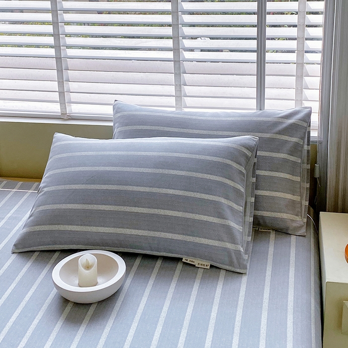 金鑫汇家纺 2025年新款百分百全棉老粗布全棉加厚加密高克重单品枕套（花型更好卖，面料更厚实，自带凉感） 朴素条纹