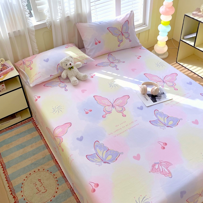 91家纺网 家纺一手货源 找家纺 金鑫汇家纺 2025年新款百分百全棉老粗布全棉加厚加密高克重单品床单（花型更好卖，面料更厚实，自带凉感） 老粗布-彩蝶飞舞