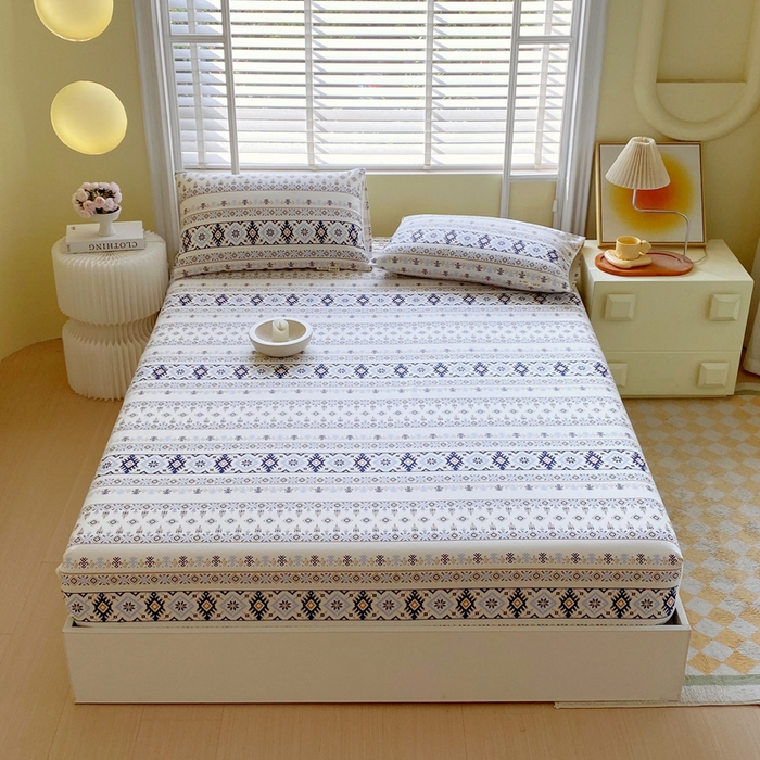 金鑫汇家纺 2025新款百分百全棉老粗布全棉加厚加密高克重单品床笠（花型更好卖，面料更厚实，自带凉感） 老粗布波西米亚