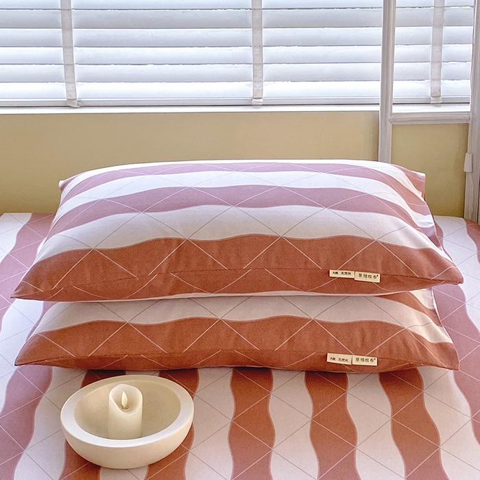 金鑫汇家纺 2025年新款百分百全棉老粗布全棉加厚加密高克重单品枕套（花型更好卖，面料更厚实，自带凉感） 雅致