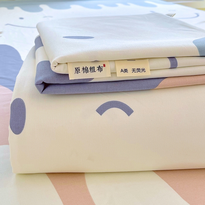 91家纺网 家纺一手货源 找家纺 金鑫汇家纺 2025年新款百分百全棉老粗布全棉加厚加密高克重单品床单（花型更好卖，面料更厚实，自带凉感） 老粗布奶油粉