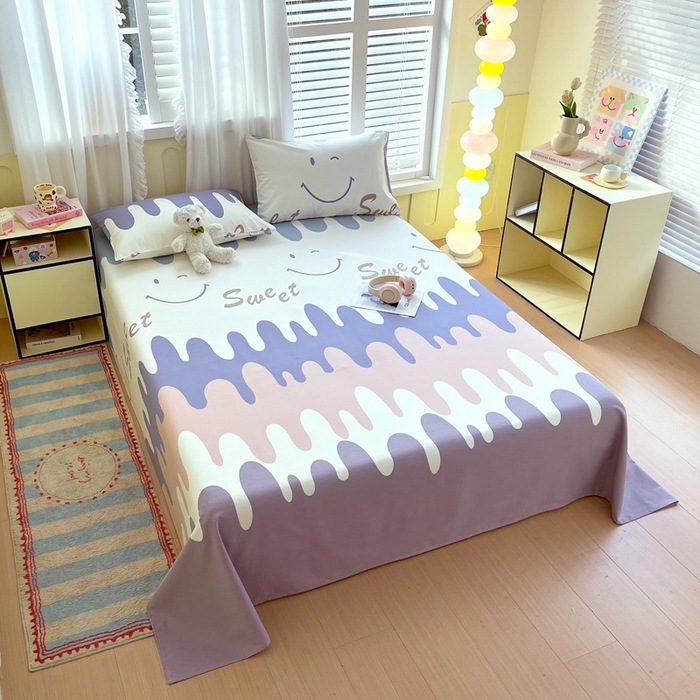 91家纺网 家纺一手货源 找家纺 金鑫汇家纺 2025年新款百分百全棉老粗布全棉加厚加密高克重单品床单（花型更好卖，面料更厚实，自带凉感） 老粗布奶油粉