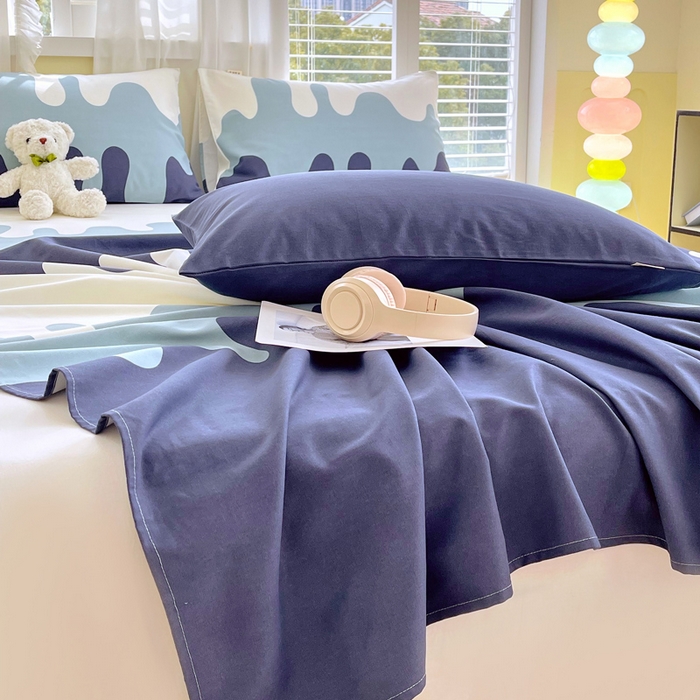 91家纺网 家纺一手货源 找家纺 金鑫汇家纺 2025年新款百分百全棉老粗布全棉加厚加密高克重单品床单（花型更好卖，面料更厚实，自带凉感） 老粗布奶油蓝