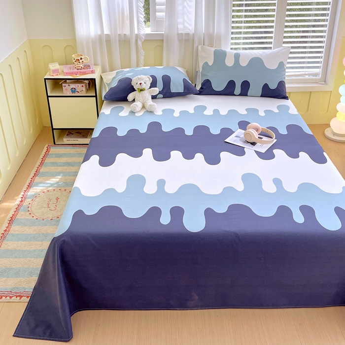 91家纺网 家纺一手货源 找家纺 金鑫汇家纺 2025年新款百分百全棉老粗布全棉加厚加密高克重单品床单（花型更好卖，面料更厚实，自带凉感） 老粗布奶油蓝