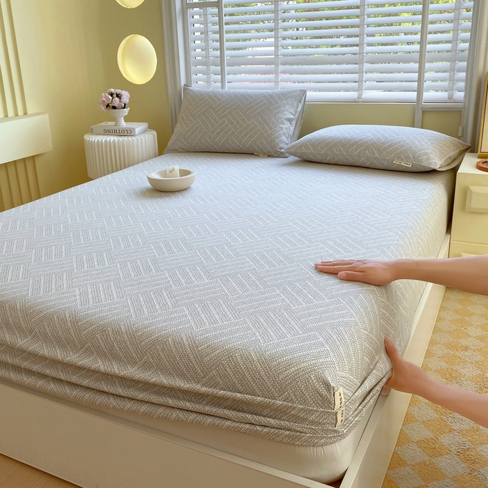 91家纺网 家纺一手货源 找家纺 金鑫汇家纺 2025新款百分百全棉老粗布全棉加厚加密高克重单品床笠（花型更好卖，面料更厚实，自带凉感） 老粗布流光灰