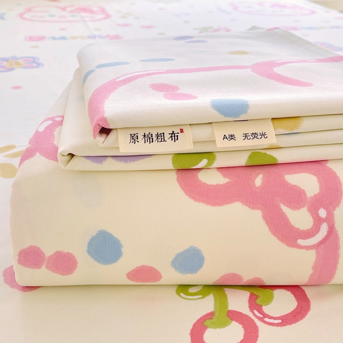 91家纺网 家纺一手货源 找家纺 金鑫汇家纺 2025年新款百分百全棉老粗布全棉加厚加密高克重单品床单（花型更好卖，面料更厚实，自带凉感） 老粗布奇趣小兔