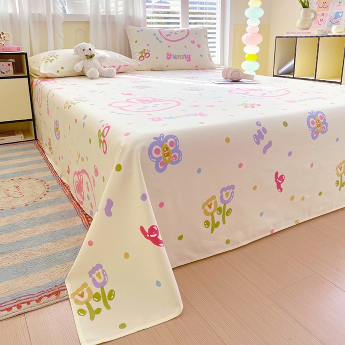 91家纺网 家纺一手货源 找家纺 金鑫汇家纺 2025年新款百分百全棉老粗布全棉加厚加密高克重单品床单（花型更好卖，面料更厚实，自带凉感） 老粗布奇趣小兔