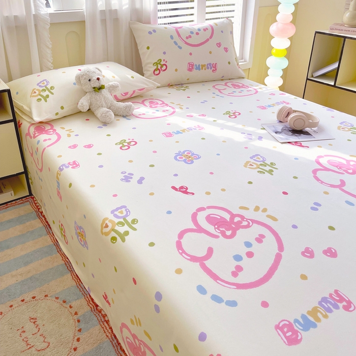 91家纺网 家纺一手货源 找家纺 金鑫汇家纺 2025年新款百分百全棉老粗布全棉加厚加密高克重单品床单（花型更好卖，面料更厚实，自带凉感） 老粗布奇趣小兔