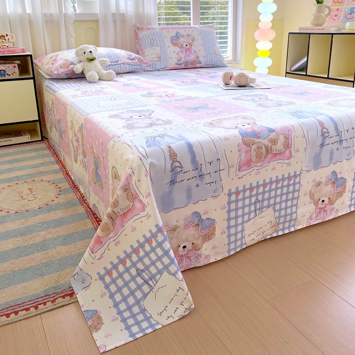 91家纺网 家纺一手货源 找家纺 金鑫汇家纺 2025年新款百分百全棉老粗布全棉加厚加密高克重单品床单（花型更好卖，面料更厚实，自带凉感） 老粗布熊熊精灵