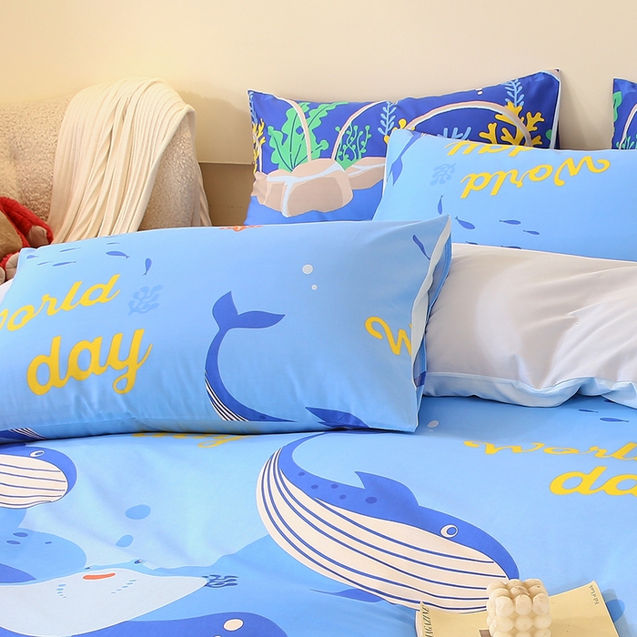 91家纺网 家纺一手货源 找家纺 金鑫汇家纺 2025新款13070全棉好卖花型套件系列-单枕套 海族馆