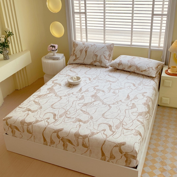 91家纺网 家纺一手货源 找家纺 金鑫汇家纺 2025新款百分百全棉老粗布全棉加厚加密高克重单品床笠（花型更好卖，面料更厚实，自带凉感） 老粗布米亚黄