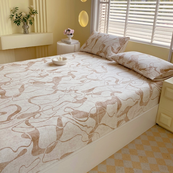 91家纺网 家纺一手货源 找家纺 金鑫汇家纺 2025新款百分百全棉老粗布全棉加厚加密高克重单品床笠（花型更好卖，面料更厚实，自带凉感） 老粗布米亚黄