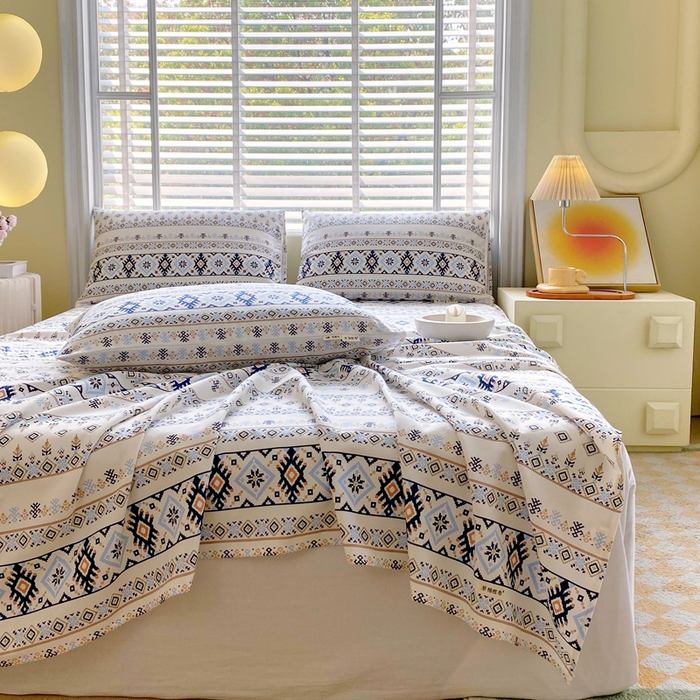 91家纺网 家纺一手货源 找家纺 金鑫汇家纺 2025年新款百分百全棉老粗布全棉加厚加密高克重单品床单（花型更好卖，面料更厚实，自带凉感） 老粗布波西米亚