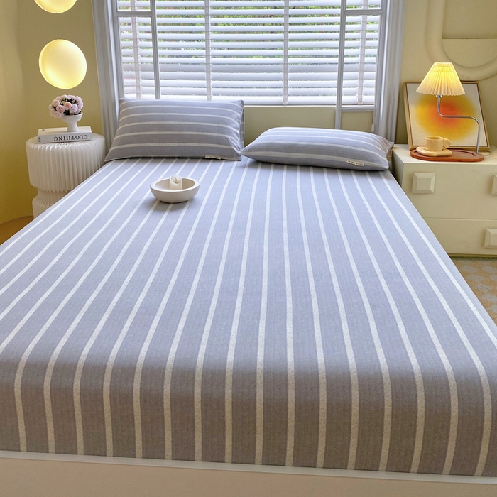 91家纺网 家纺一手货源 找家纺 金鑫汇家纺 2025新款百分百全棉老粗布全棉加厚加密高克重单品床笠（花型更好卖，面料更厚实，自带凉感） 老粗布朴素条纹