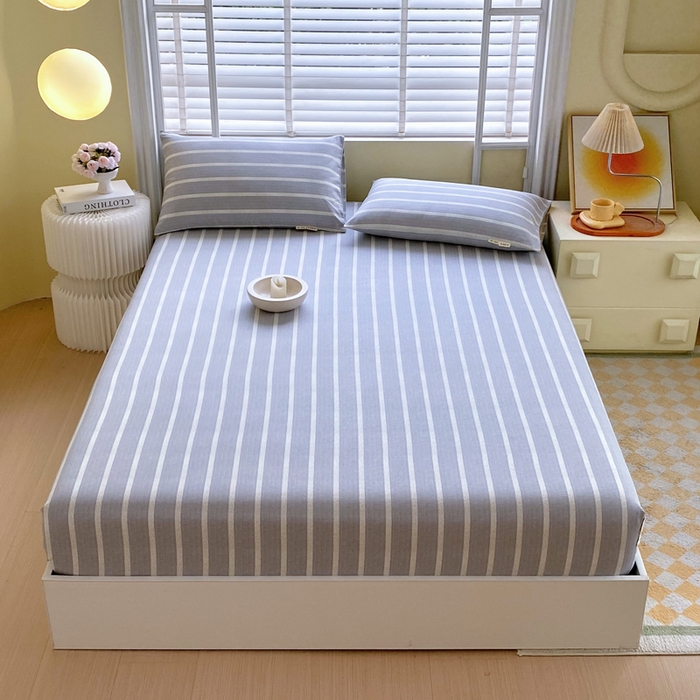 金鑫汇家纺 2025新款百分百全棉老粗布全棉加厚加密高克重单品床笠（花型更好卖，面料更厚实，自带凉感） 老粗布朴素条纹