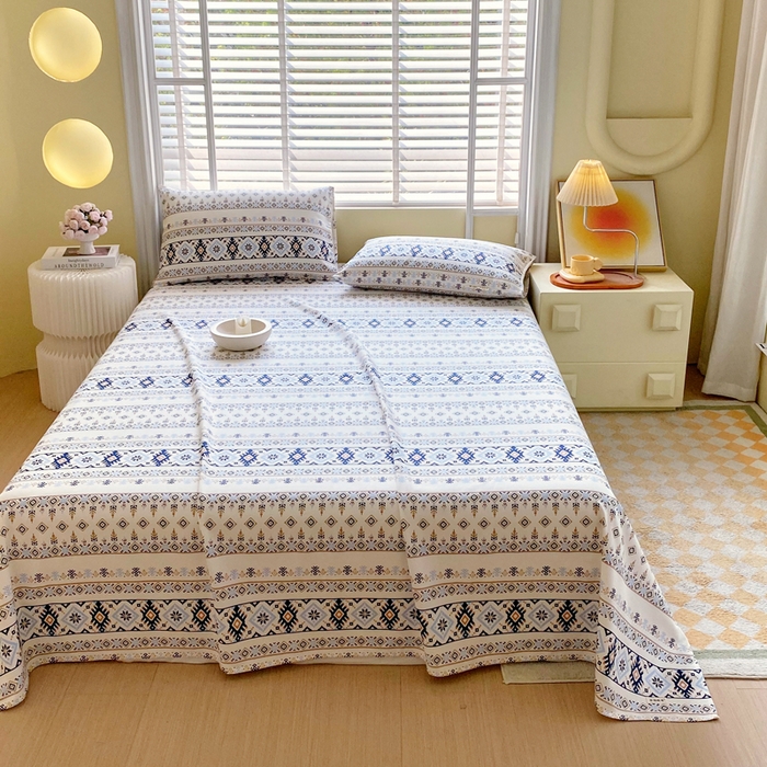 91家纺网 家纺一手货源 找家纺 金鑫汇家纺 2025年新款百分百全棉老粗布全棉加厚加密高克重单品床单（花型更好卖，面料更厚实，自带凉感） 老粗布波西米亚