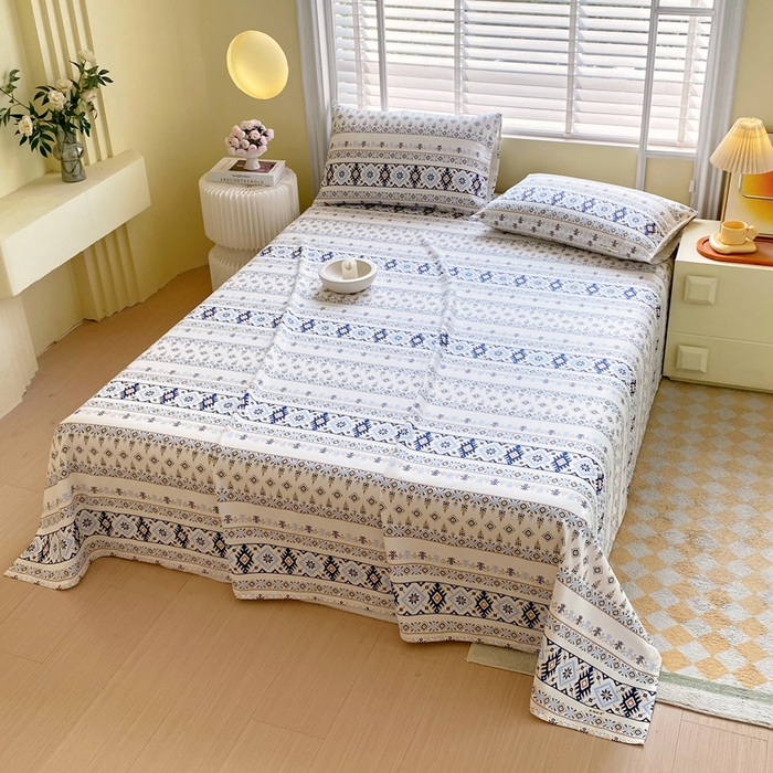 91家纺网 家纺一手货源 找家纺 金鑫汇家纺 2025年新款百分百全棉老粗布全棉加厚加密高克重单品床单（花型更好卖，面料更厚实，自带凉感） 老粗布波西米亚