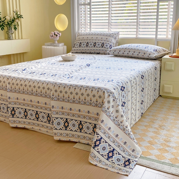 91家纺网 家纺一手货源 找家纺 金鑫汇家纺 2025年新款百分百全棉老粗布全棉加厚加密高克重单品床单（花型更好卖，面料更厚实，自带凉感） 老粗布波西米亚