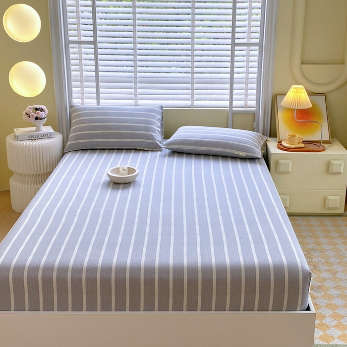 91家纺网 家纺一手货源 找家纺 金鑫汇家纺 2025新款百分百全棉老粗布全棉加厚加密高克重单品床笠（花型更好卖，面料更厚实，自带凉感） 老粗布朴素条纹