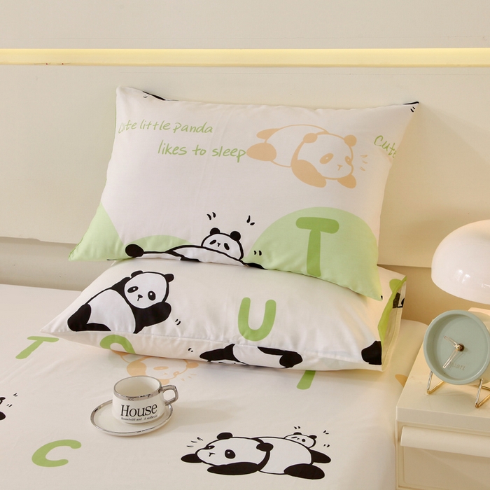 91家纺网 家纺一手货源 找家纺 金鑫汇家纺 2025新款13070全棉好卖花型套件系列-单枕套 可爱熊猫