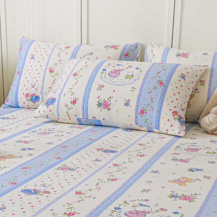 91家纺网 家纺一手货源 找家纺 金鑫汇家纺 2025新款13070全棉好卖花型套件系列-单枕套 快乐萌兔