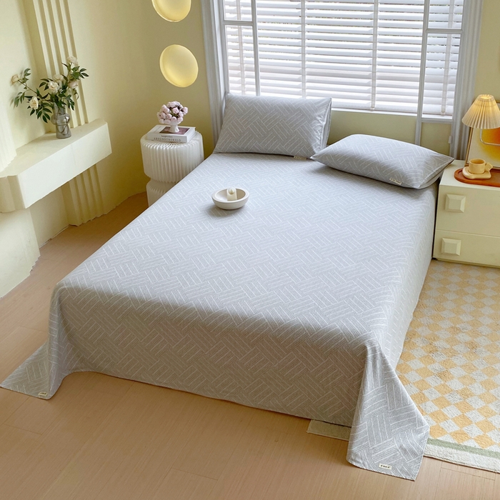 91家纺网 家纺一手货源 找家纺 金鑫汇家纺 2025年新款百分百全棉老粗布全棉加厚加密高克重单品床单（花型更好卖，面料更厚实，自带凉感） 老粗布流光灰