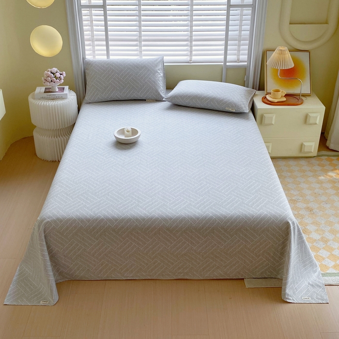 91家纺网 家纺一手货源 找家纺 金鑫汇家纺 2025年新款百分百全棉老粗布全棉加厚加密高克重单品床单（花型更好卖，面料更厚实，自带凉感） 老粗布流光灰