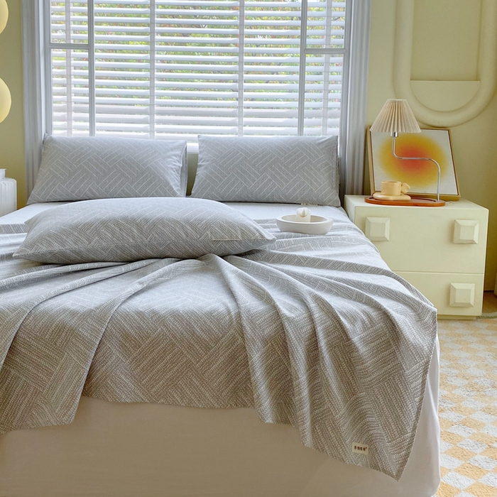 91家纺网 家纺一手货源 找家纺 金鑫汇家纺 2025年新款百分百全棉老粗布全棉加厚加密高克重单品床单（花型更好卖，面料更厚实，自带凉感） 老粗布流光灰