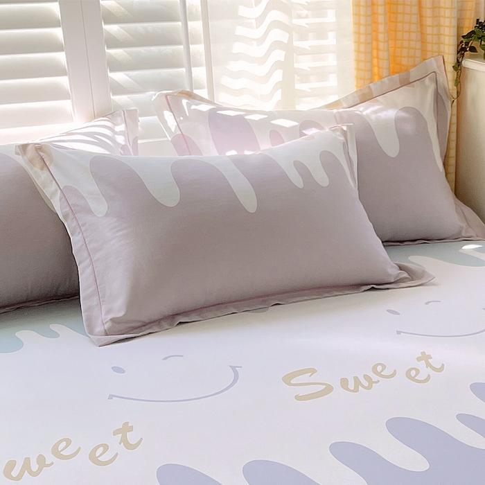 91家纺网 家纺一手货源 找家纺 金鑫汇家纺 2025新款13070全棉好卖花型套件系列-单枕套 奶油粉