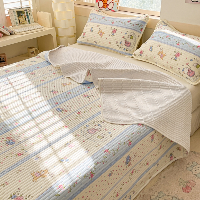 91家纺网 家纺一手货源 找家纺 （总）金鑫汇家纺 2025新款全棉绗缝夹棉印花床盖