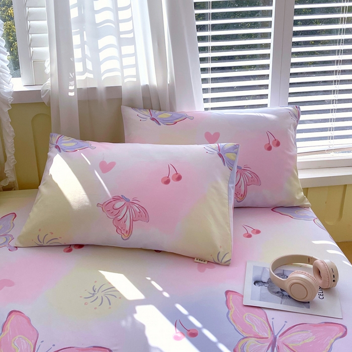 91家纺网 家纺一手货源 找家纺 金鑫汇家纺 2025新款百分百全棉老粗布全棉加厚加密高克重单品床笠（花型更好卖，面料更厚实，自带凉感） 老粗布彩蝶飞舞