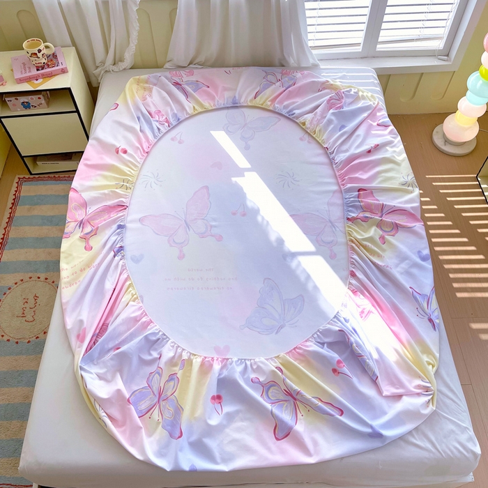 91家纺网 家纺一手货源 找家纺 金鑫汇家纺 2025新款百分百全棉老粗布全棉加厚加密高克重单品床笠（花型更好卖，面料更厚实，自带凉感） 老粗布彩蝶飞舞