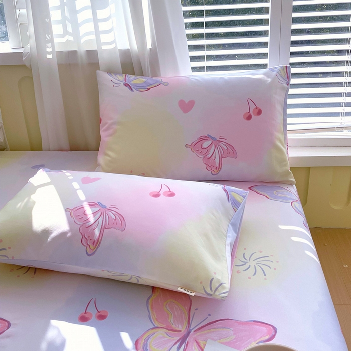 91家纺网 家纺一手货源 找家纺 金鑫汇家纺 2025新款百分百全棉老粗布全棉加厚加密高克重单品床笠（花型更好卖，面料更厚实，自带凉感） 老粗布彩蝶飞舞