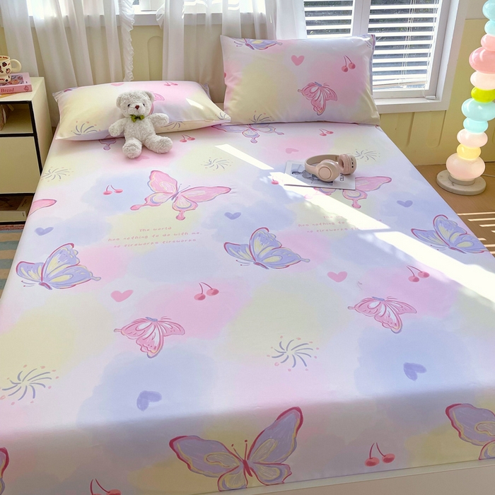 91家纺网 家纺一手货源 找家纺 金鑫汇家纺 2025新款百分百全棉老粗布全棉加厚加密高克重单品床笠（花型更好卖，面料更厚实，自带凉感） 老粗布彩蝶飞舞