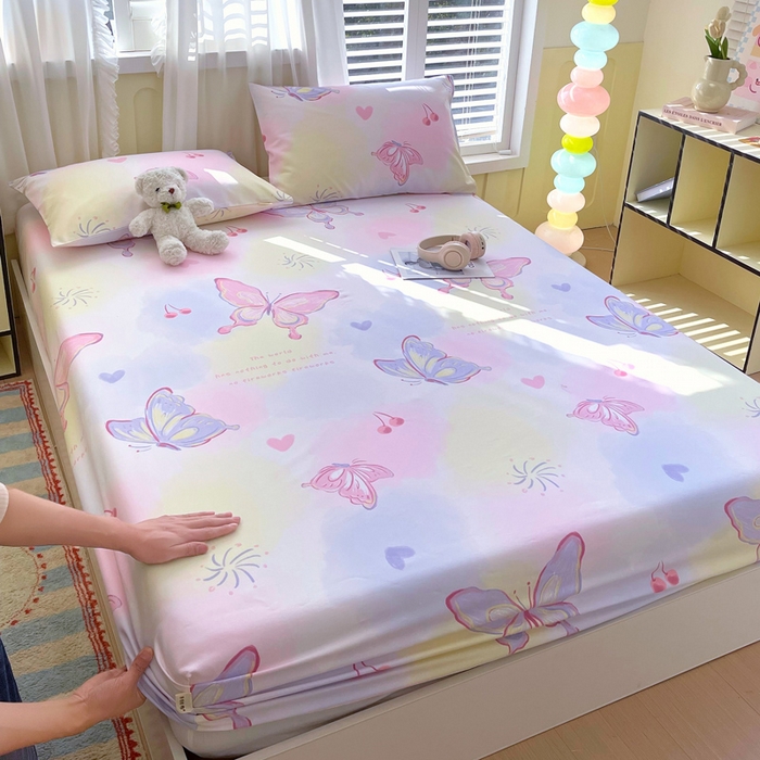 91家纺网 家纺一手货源 找家纺 金鑫汇家纺 2025新款百分百全棉老粗布全棉加厚加密高克重单品床笠（花型更好卖，面料更厚实，自带凉感） 老粗布彩蝶飞舞