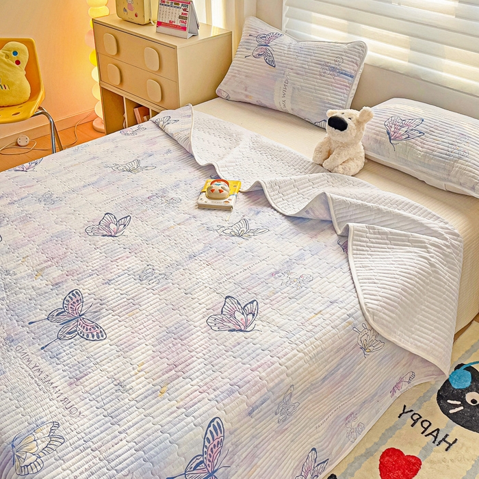 91家纺网 家纺一手货源 找家纺 （总）金鑫汇家纺 2025新款全棉绗缝夹棉印花床盖