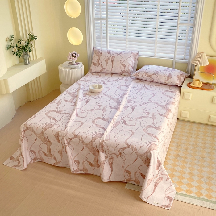 91家纺网 家纺一手货源 找家纺 金鑫汇家纺 2025年新款百分百全棉老粗布全棉加厚加密高克重单品床单（花型更好卖，面料更厚实，自带凉感） 老粗布米亚红