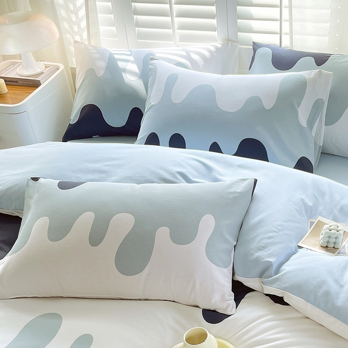 91家纺网 家纺一手货源 找家纺 金鑫汇家纺 2025新款13070全棉好卖花型套件系列-单枕套 奶油蓝