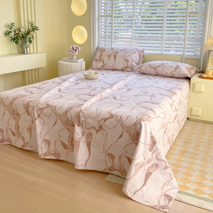 91家纺网 家纺一手货源 找家纺 金鑫汇家纺 2025年新款百分百全棉老粗布全棉加厚加密高克重单品床单（花型更好卖，面料更厚实，自带凉感） 老粗布米亚红