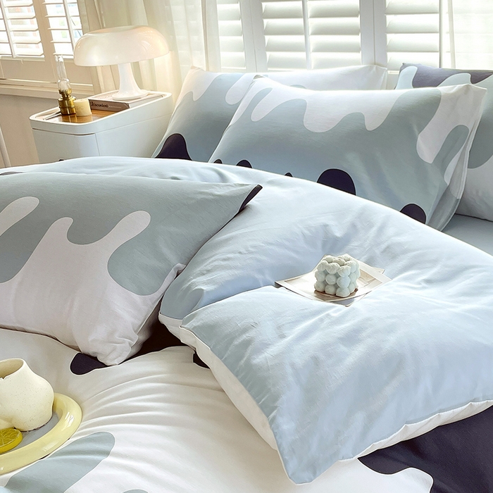 91家纺网 家纺一手货源 找家纺 金鑫汇家纺 2025新款13070全棉好卖花型套件系列-单枕套 奶油蓝