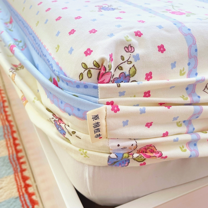 91家纺网 家纺一手货源 找家纺 金鑫汇家纺 2025新款百分百全棉老粗布全棉加厚加密高克重单品床笠（花型更好卖，面料更厚实，自带凉感） 老粗布快乐萌兔蓝