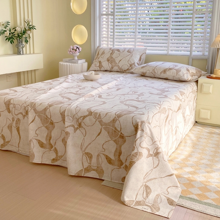 91家纺网 家纺一手货源 找家纺 金鑫汇家纺 2025年新款百分百全棉老粗布全棉加厚加密高克重单品床单（花型更好卖，面料更厚实，自带凉感） 老粗布米亚黄