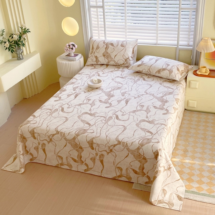 91家纺网 家纺一手货源 找家纺 金鑫汇家纺 2025年新款百分百全棉老粗布全棉加厚加密高克重单品床单（花型更好卖，面料更厚实，自带凉感） 老粗布米亚黄