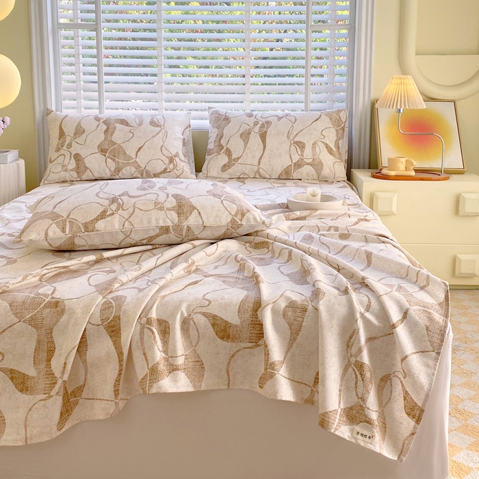 91家纺网 家纺一手货源 找家纺 金鑫汇家纺 2025年新款百分百全棉老粗布全棉加厚加密高克重单品床单（花型更好卖，面料更厚实，自带凉感） 老粗布米亚黄